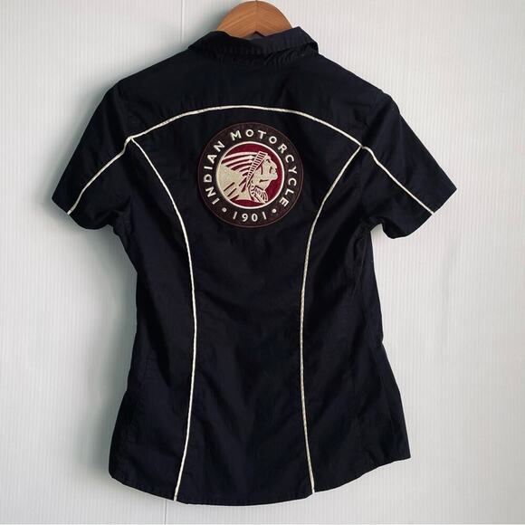 Indian Motorcycle Icon shirt short sleeve button front shirt women’s size small - Picture 11 of 11